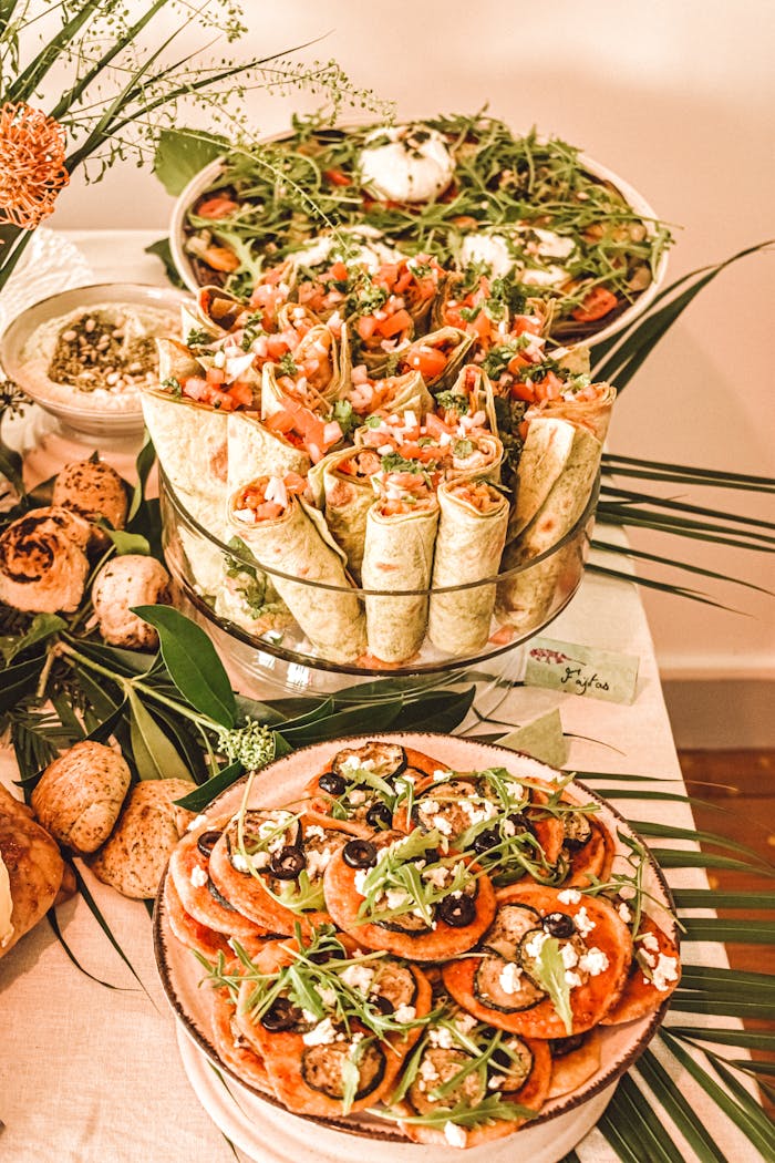 Plates and Bowls of Appetizers